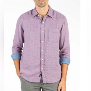 Faherty Double Cloth Gingham Red and Blue Button Down